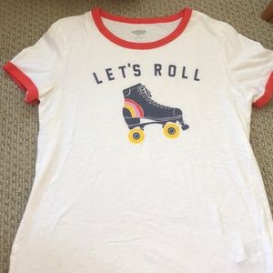 “let’s roll” roller skate graphic ringer tee
